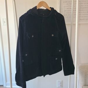 Mens Black Corduroy Jacket with Hood